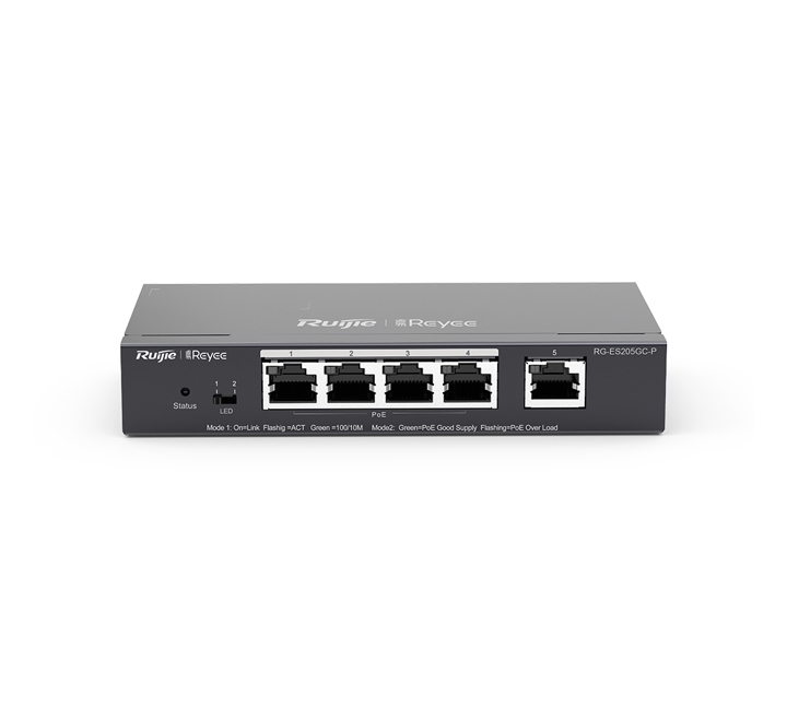 HUB-RUIJIE REYEE RG-ES205GC-P 5 PORT 10/100/1000 4PORT POE+54W CLOUD YÖNETİLEBİLİR SWITCH