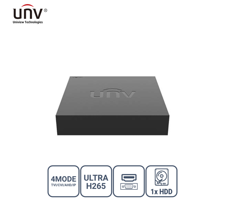 UNIVIEW XVR301-08F 8 KANAL 1x HDD H65+ HİBRİT DVR KAYIT CİHAZI