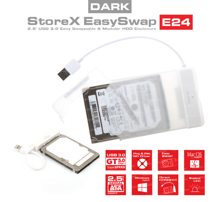 USB-DARK STOREX.E24 DK AC DSE24U3 2,5" HDD KUTUSU