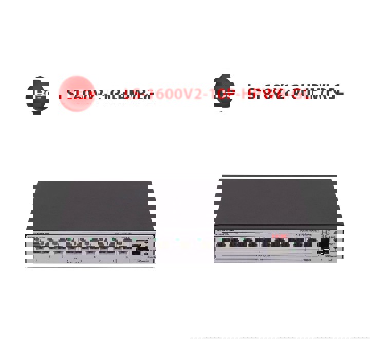 HUB-H3C 8 PORT S1600V2-10P-HPWR L2 ETHERNET SWITCH WITH 9*10/100/1000 POE+