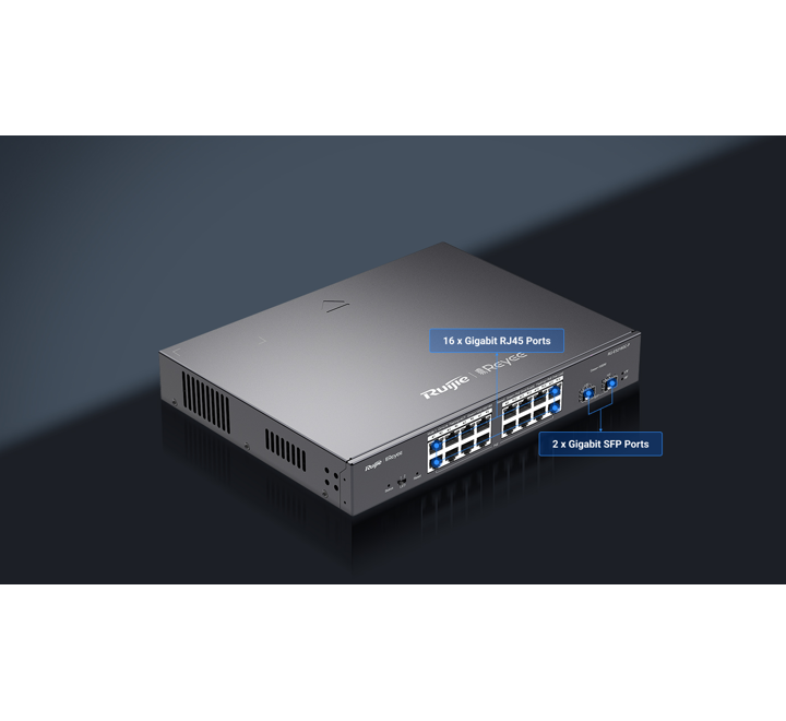 HUB-RUIJIE REYEE RG-ES218GC-P 16 PORT 10/100/1000 POE 2*SFP 240W RACK MOUNT YÖNETİLEBİLİR CLOUD SWITCH