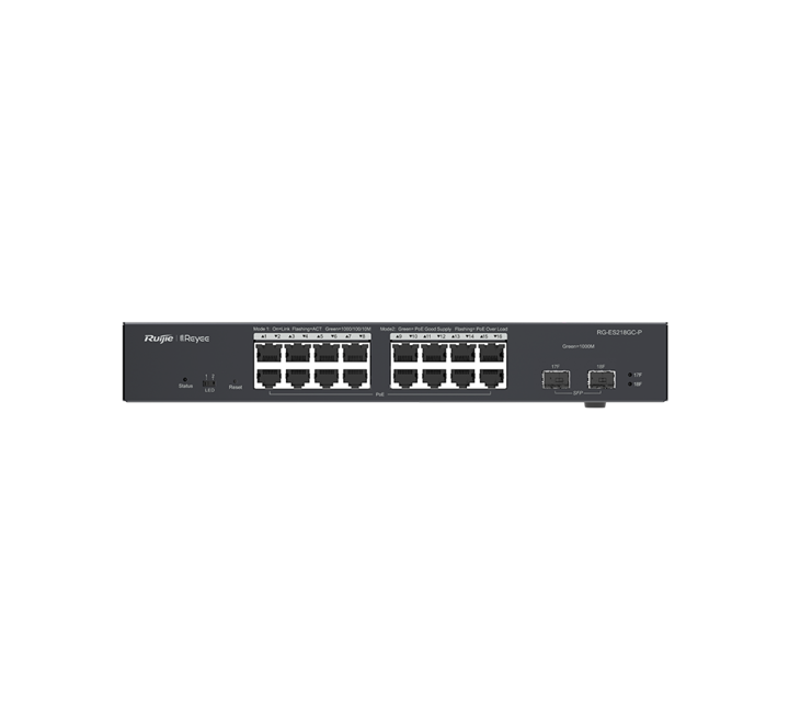 HUB-RUIJIE REYEE RG-ES218GC-P 16 PORT 10/100/1000 POE 2*SFP 240W RACK MOUNT YÖNETİLEBİLİR CLOUD SWITCH