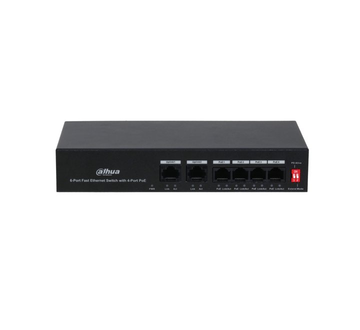 HUB-DAHUA PFS3006-4ET-36 (4+2) 4 KANAL (2x10/100Mbps UPLINK PORT 4x 10/100Mbps POE PORT) POE SWITCH